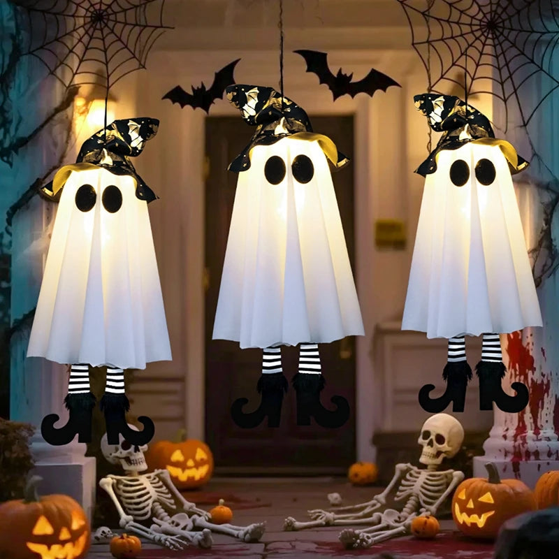 1/2/3Pcs Halloween LED Light up Witch Ghost for Halloween Party Home Indoor Outdoor Yard Decoration Scary Hanging Ornaments Gift