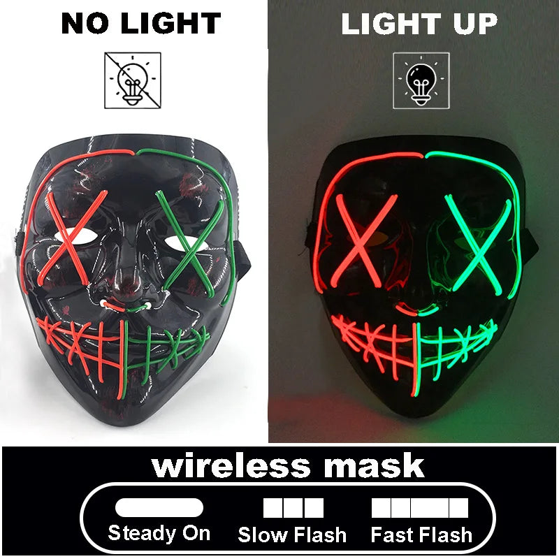 The Purge Red Luminous Cosplay Mask Glow in the Dark Bloody Scar Killer Mask for Men Halloween Props Cool Cosplay Accessory