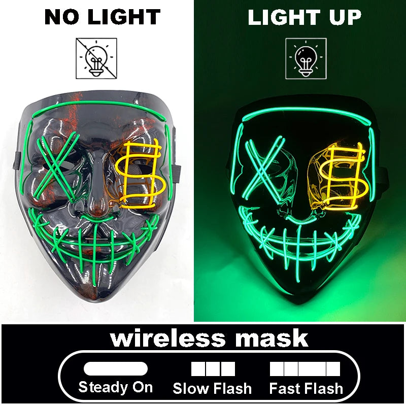 The Purge Red Luminous Cosplay Mask Glow in the Dark Bloody Scar Killer Mask for Men Halloween Props Cool Cosplay Accessory