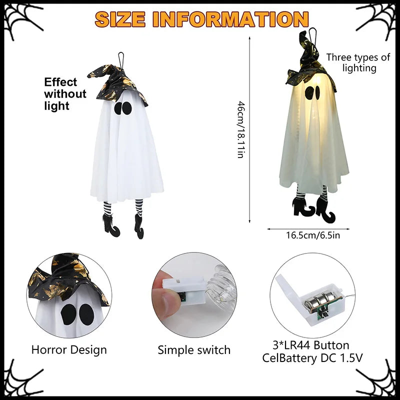 1/2/3Pcs Halloween LED Light up Witch Ghost for Halloween Party Home Indoor Outdoor Yard Decoration Scary Hanging Ornaments Gift
