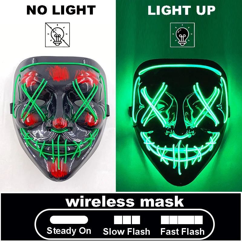 The Purge Red Luminous Cosplay Mask Glow in the Dark Bloody Scar Killer Mask for Men Halloween Props Cool Cosplay Accessory