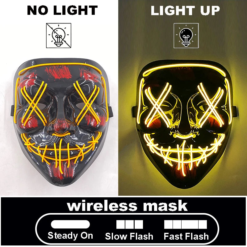The Purge Red Luminous Cosplay Mask Glow in the Dark Bloody Scar Killer Mask for Men Halloween Props Cool Cosplay Accessory