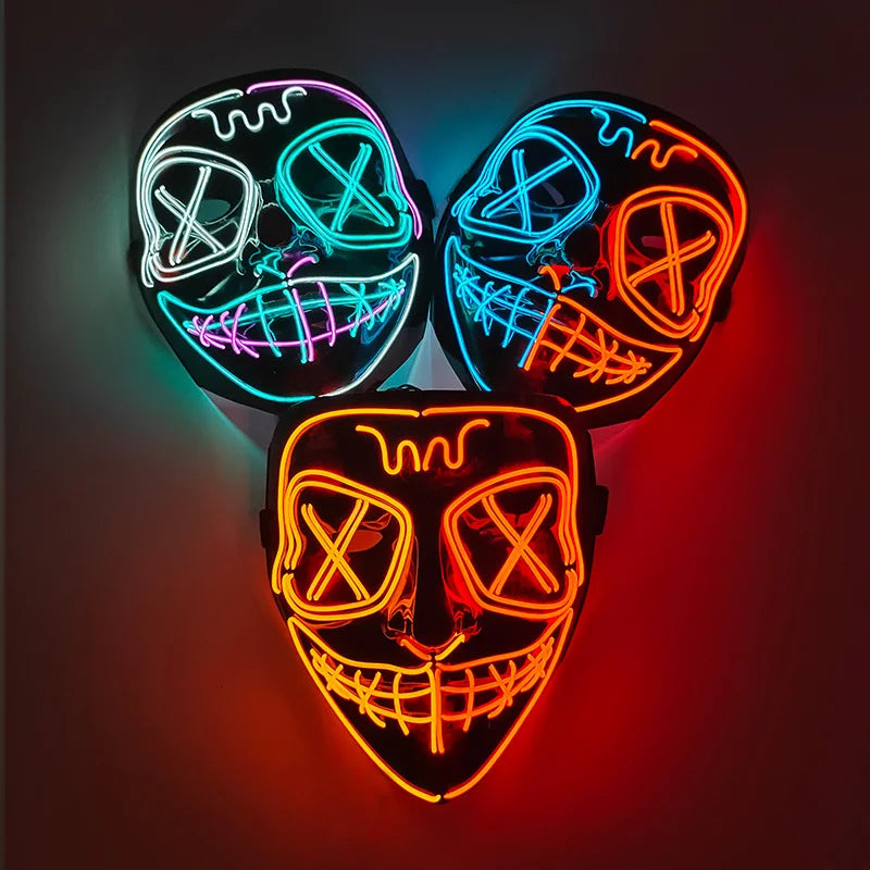 The Purge Red Luminous Cosplay Mask Glow in the Dark Bloody Scar Killer Mask for Men Halloween Props Cool Cosplay Accessory