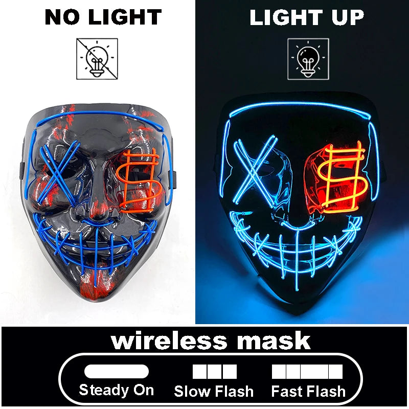 The Purge Red Luminous Cosplay Mask Glow in the Dark Bloody Scar Killer Mask for Men Halloween Props Cool Cosplay Accessory