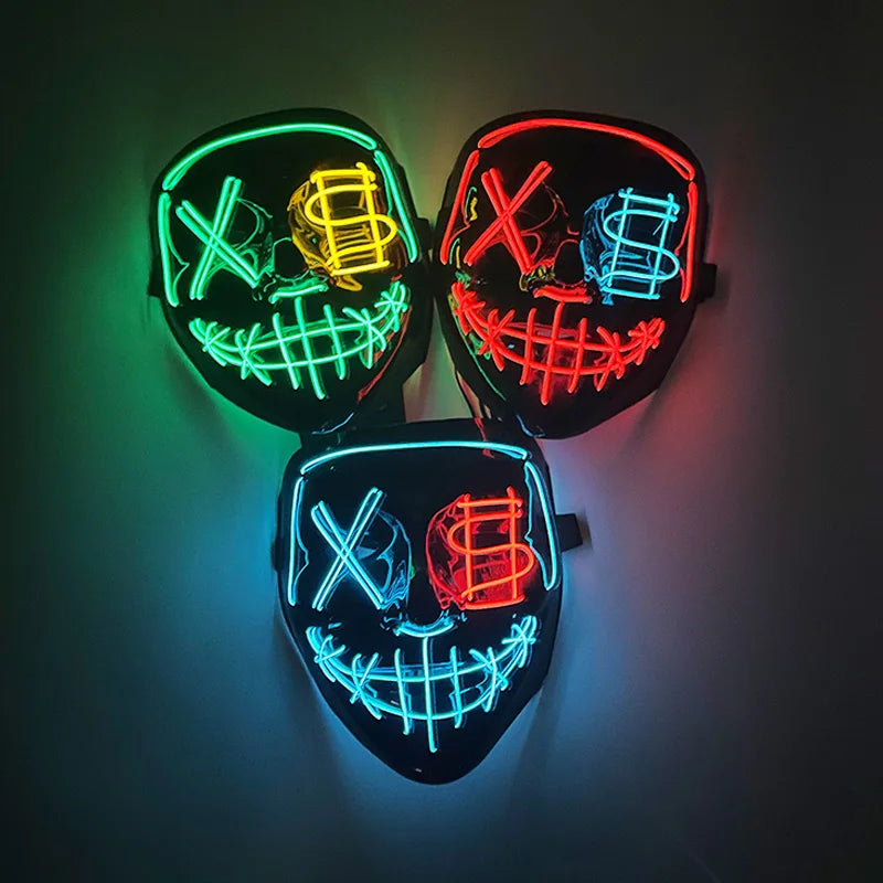 The Purge Red Luminous Cosplay Mask Glow in the Dark Bloody Scar Killer Mask for Men Halloween Props Cool Cosplay Accessory