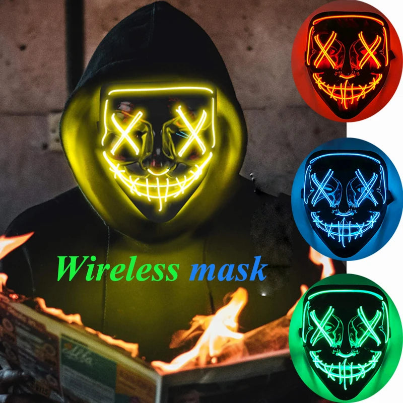 The Purge Red Luminous Cosplay Mask Glow in the Dark Bloody Scar Killer Mask for Men Halloween Props Cool Cosplay Accessory
