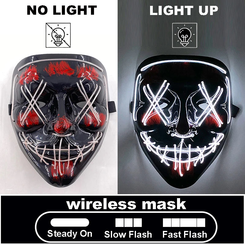 The Purge Red Luminous Cosplay Mask Glow in the Dark Bloody Scar Killer Mask for Men Halloween Props Cool Cosplay Accessory
