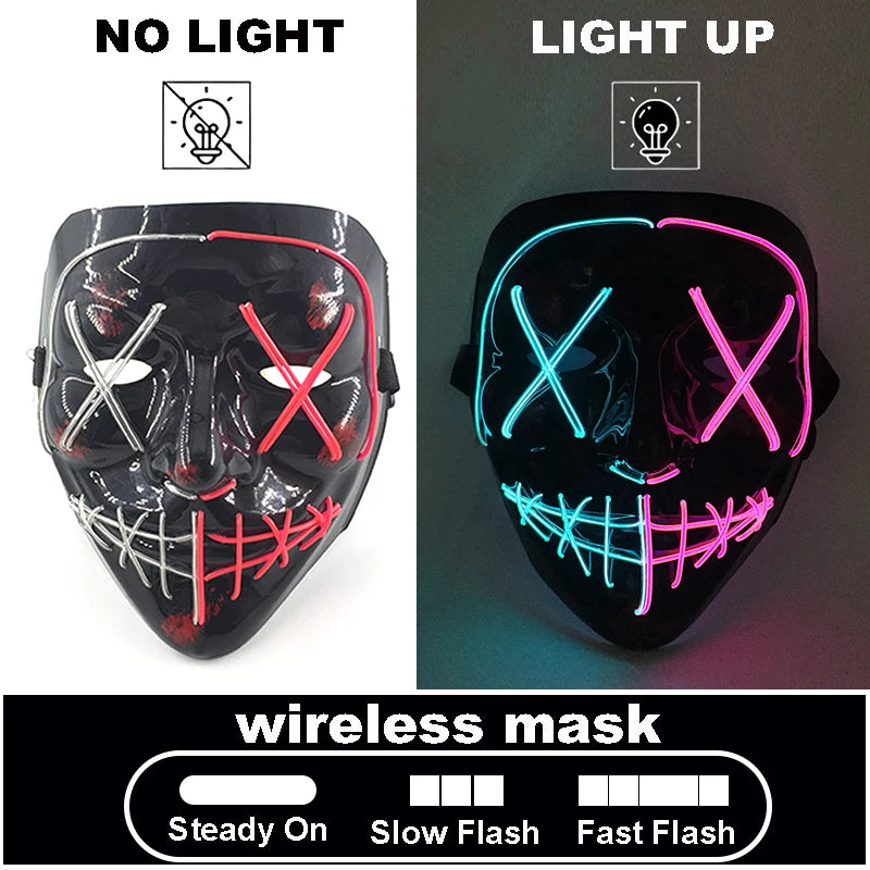 The Purge Red Luminous Cosplay Mask Glow in the Dark Bloody Scar Killer Mask for Men Halloween Props Cool Cosplay Accessory