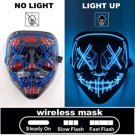 The Purge Red Luminous Cosplay Mask Glow in the Dark Bloody Scar Killer Mask for Men Halloween Props Cool Cosplay Accessory