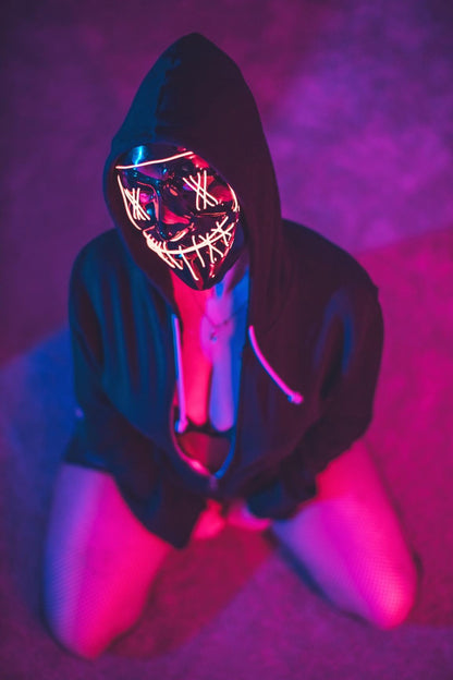⚡ Neon LED Purge Mask – Glowing Halloween Cosplay Prop