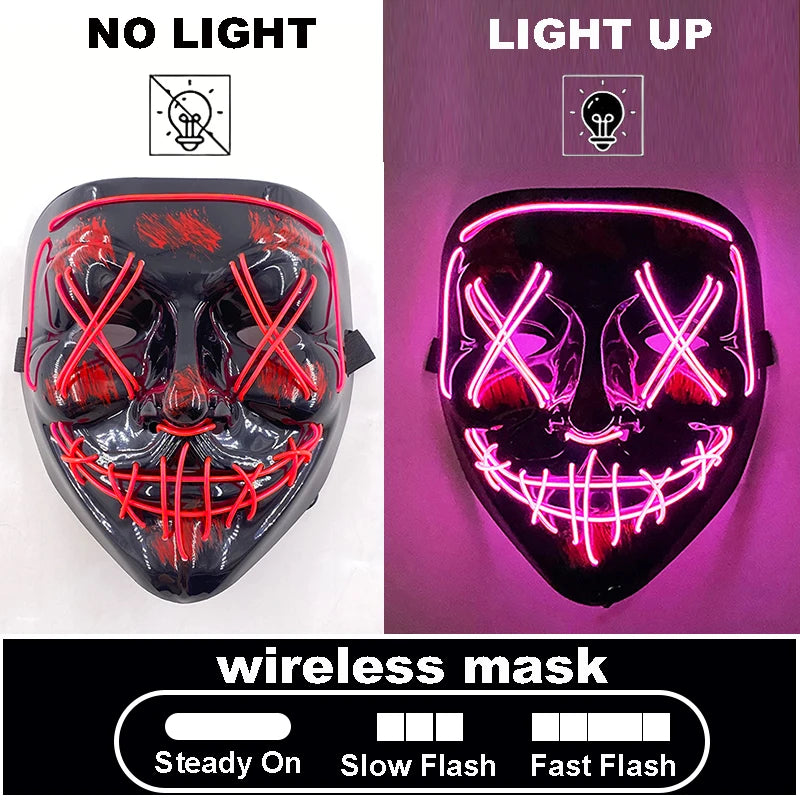 The Purge Red Luminous Cosplay Mask Glow in the Dark Bloody Scar Killer Mask for Men Halloween Props Cool Cosplay Accessory