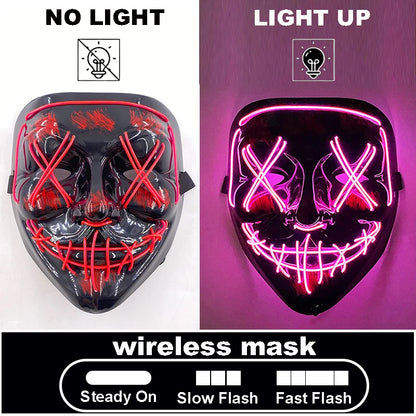 The Purge Red Luminous Cosplay Mask Glow in the Dark Bloody Scar Killer Mask for Men Halloween Props Cool Cosplay Accessory