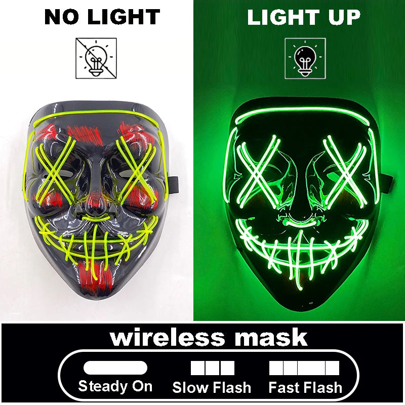 The Purge Red Luminous Cosplay Mask Glow in the Dark Bloody Scar Killer Mask for Men Halloween Props Cool Cosplay Accessory