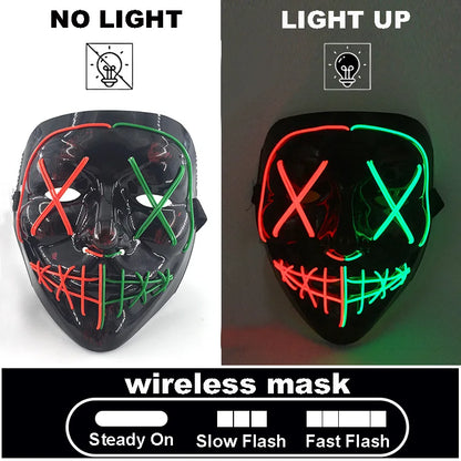 The Purge Red Luminous Cosplay Mask Glow in the Dark Bloody Scar Killer Mask for Men Halloween Props Cool Cosplay Accessory