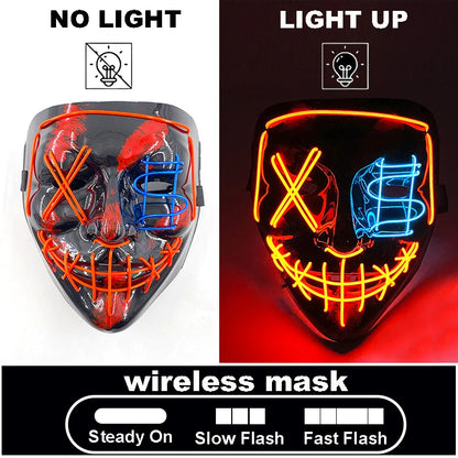 The Purge Red Luminous Cosplay Mask Glow in the Dark Bloody Scar Killer Mask for Men Halloween Props Cool Cosplay Accessory