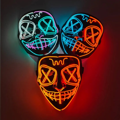 The Purge Red Luminous Cosplay Mask Glow in the Dark Bloody Scar Killer Mask for Men Halloween Props Cool Cosplay Accessory