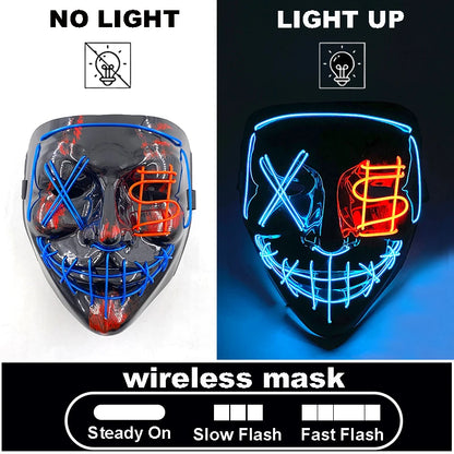 The Purge Red Luminous Cosplay Mask Glow in the Dark Bloody Scar Killer Mask for Men Halloween Props Cool Cosplay Accessory