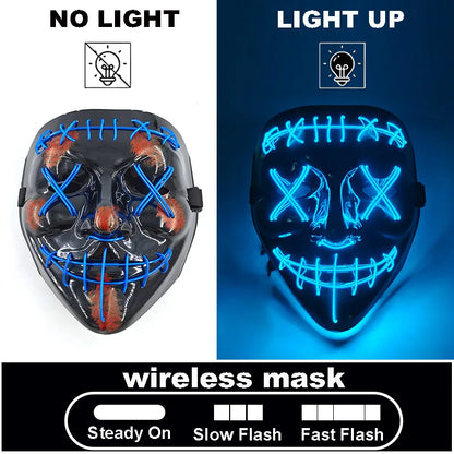 The Purge Red Luminous Cosplay Mask Glow in the Dark Bloody Scar Killer Mask for Men Halloween Props Cool Cosplay Accessory