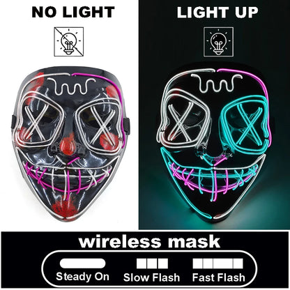 The Purge Red Luminous Cosplay Mask Glow in the Dark Bloody Scar Killer Mask for Men Halloween Props Cool Cosplay Accessory