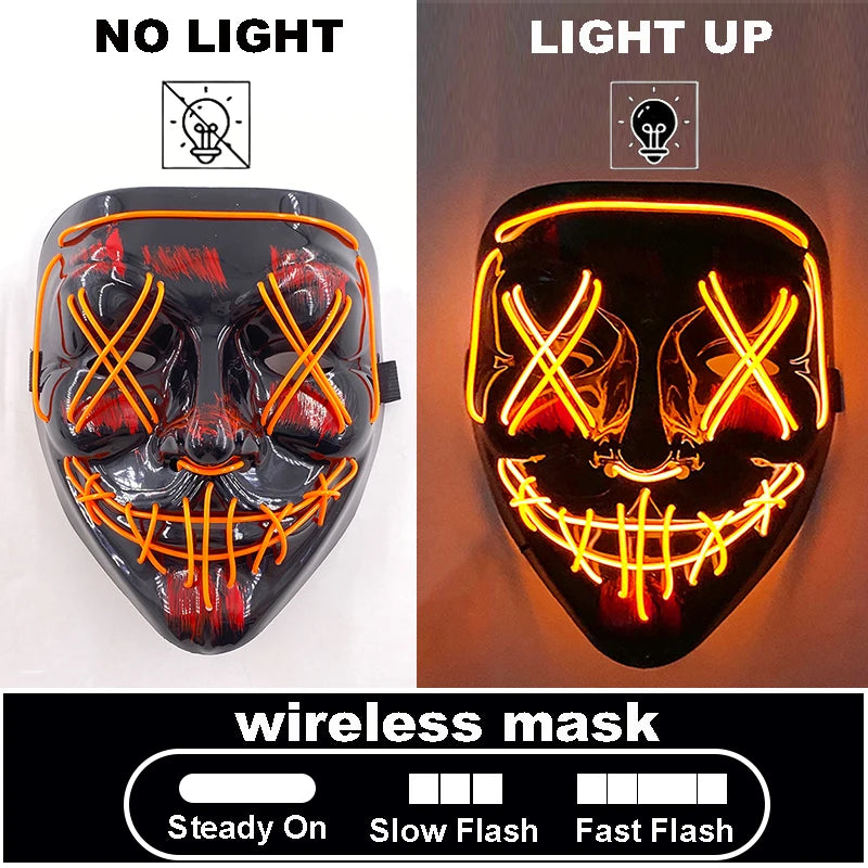 The Purge Red Luminous Cosplay Mask Glow in the Dark Bloody Scar Killer Mask for Men Halloween Props Cool Cosplay Accessory