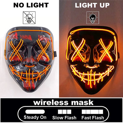 The Purge Red Luminous Cosplay Mask Glow in the Dark Bloody Scar Killer Mask for Men Halloween Props Cool Cosplay Accessory
