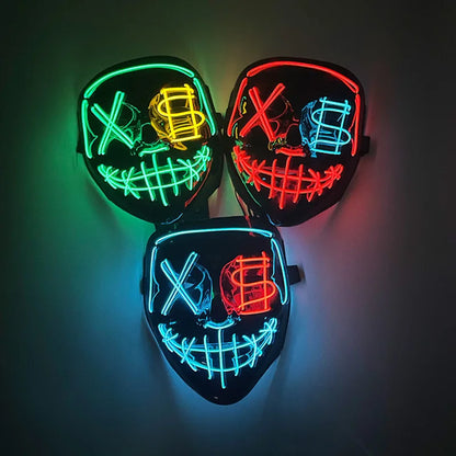 The Purge Red Luminous Cosplay Mask Glow in the Dark Bloody Scar Killer Mask for Men Halloween Props Cool Cosplay Accessory