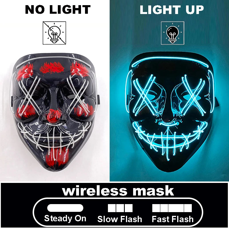 The Purge Red Luminous Cosplay Mask Glow in the Dark Bloody Scar Killer Mask for Men Halloween Props Cool Cosplay Accessory