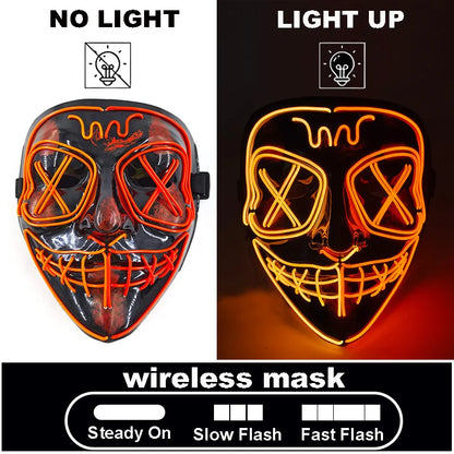 The Purge Red Luminous Cosplay Mask Glow in the Dark Bloody Scar Killer Mask for Men Halloween Props Cool Cosplay Accessory