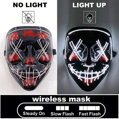 The Purge Red Luminous Cosplay Mask Glow in the Dark Bloody Scar Killer Mask for Men Halloween Props Cool Cosplay Accessory