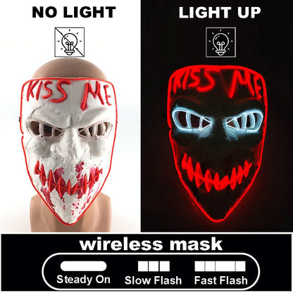 The Purge Red Luminous Cosplay Mask Glow in the Dark Bloody Scar Killer Mask for Men Halloween Props Cool Cosplay Accessory