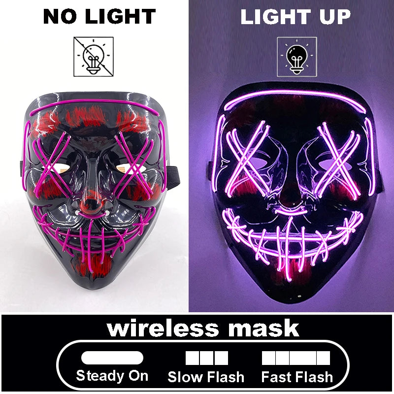 The Purge Red Luminous Cosplay Mask Glow in the Dark Bloody Scar Killer Mask for Men Halloween Props Cool Cosplay Accessory